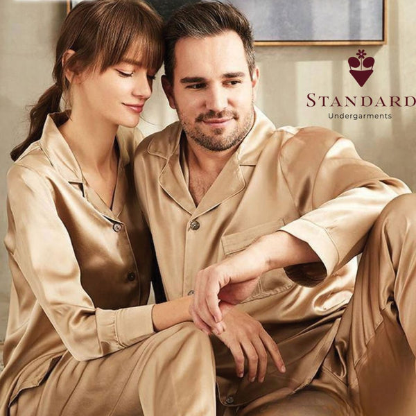 Couple Pajama Set for Honeymoon Sleep Suit (Golden)