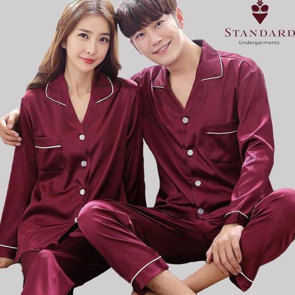 Couple Pajama Set for Honeymoon Sleep Suit (Maroon)